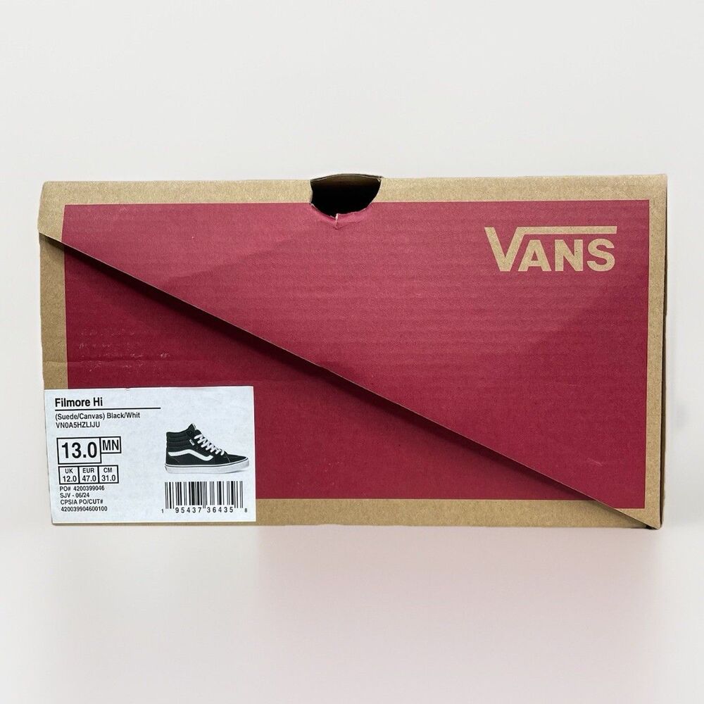 Vans Filmore Hi High Skate Canvas Suede Black White Shoes Men's Size 13 Sneakers - Picture 8 of 9